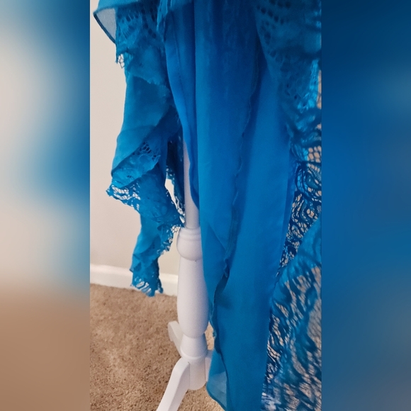 SILENCE+NOISE Stella Lace Strapless Dress In Blue. Size Large. NWT - Picture 9 of 14